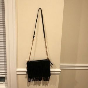 Topshop faux leather/suede gold chain link bag