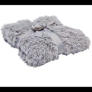 NEW Grey Faux Fur Throw Blanket