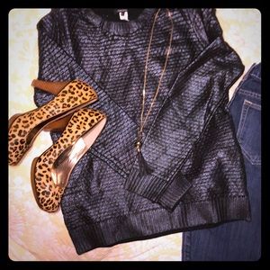 Black sweater with pleather outer feel