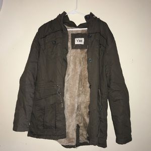 Thick faux fur lining jacket