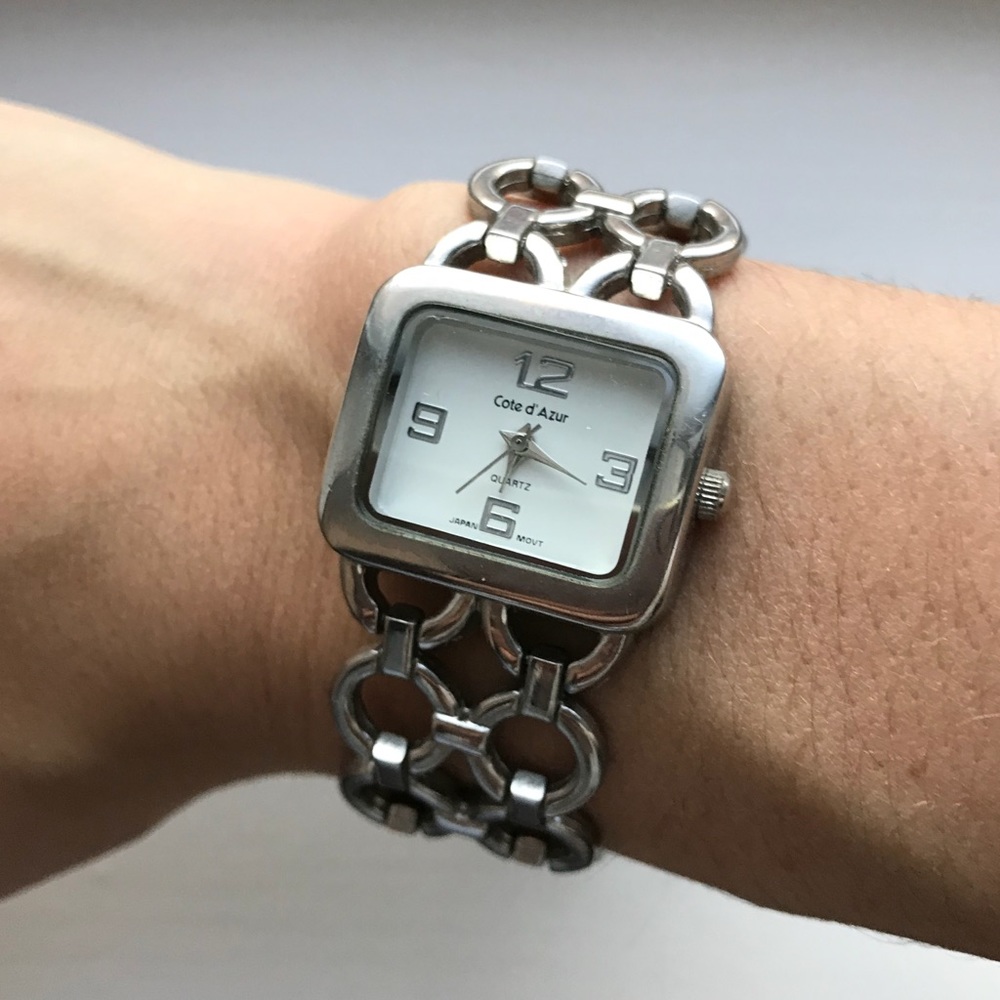 Vintage silver Cote D’Azur quartz link watch