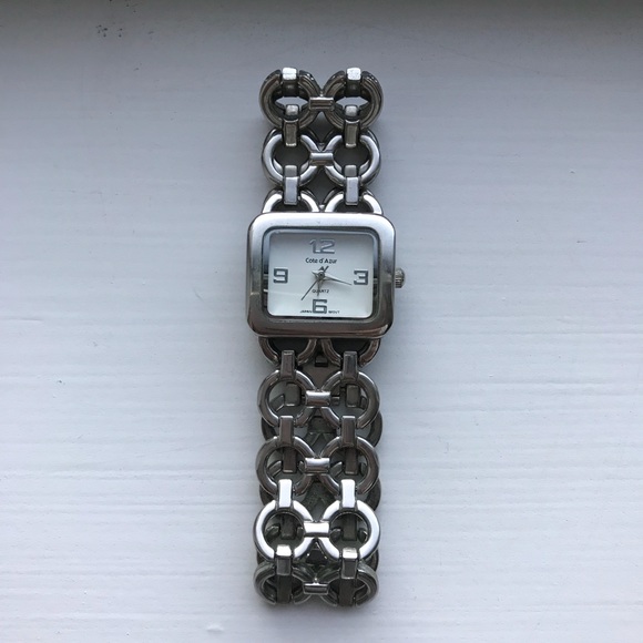 Vintage silver Cote D’Azur quartz link watch - Picture 2 of 6