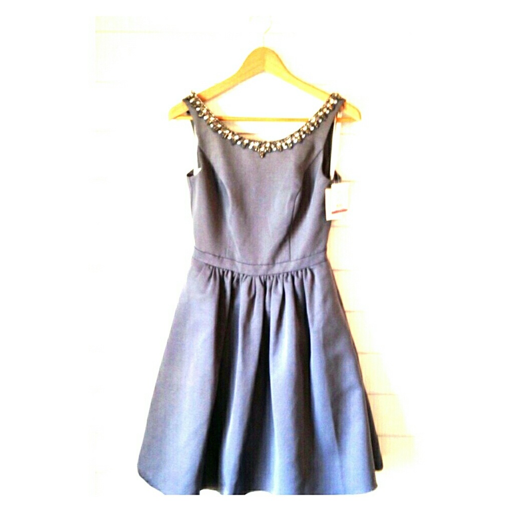 NWT David's Bridal Pewter Beaded Cocktail Dress