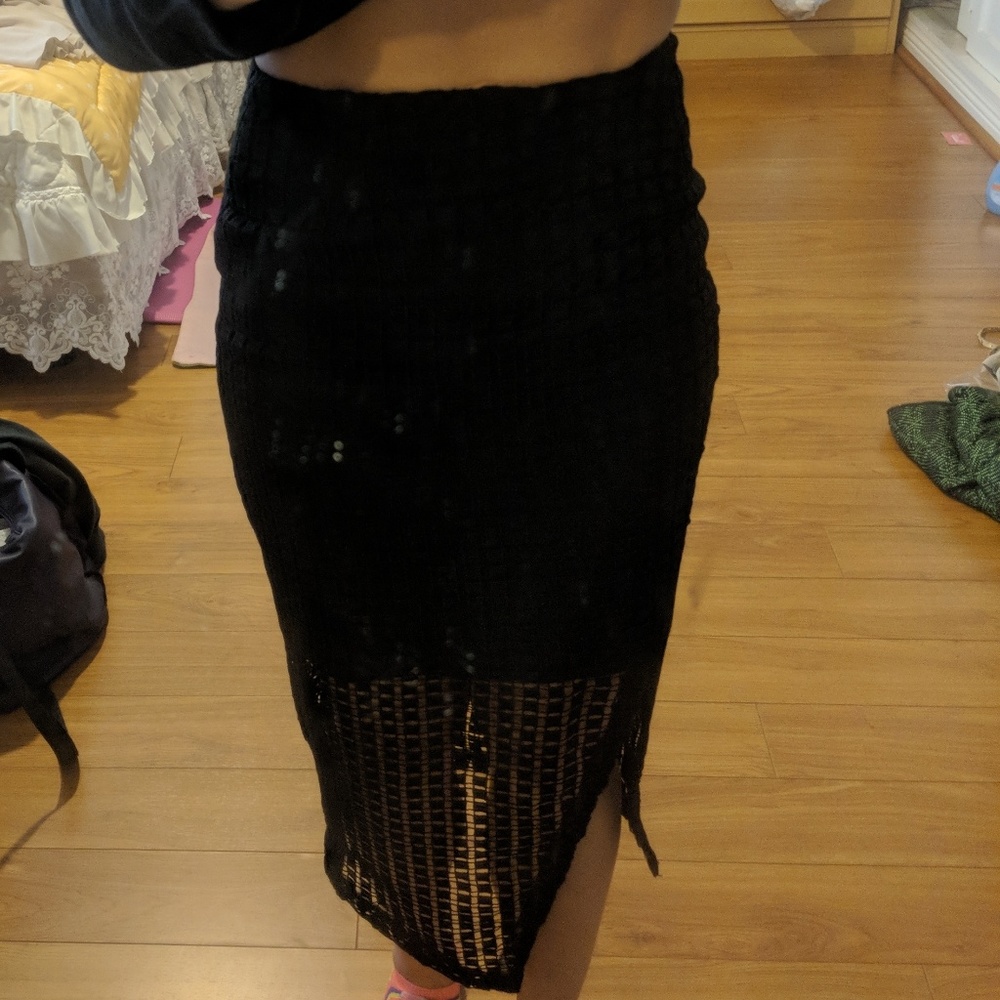 Nicholas knee length lace skirt