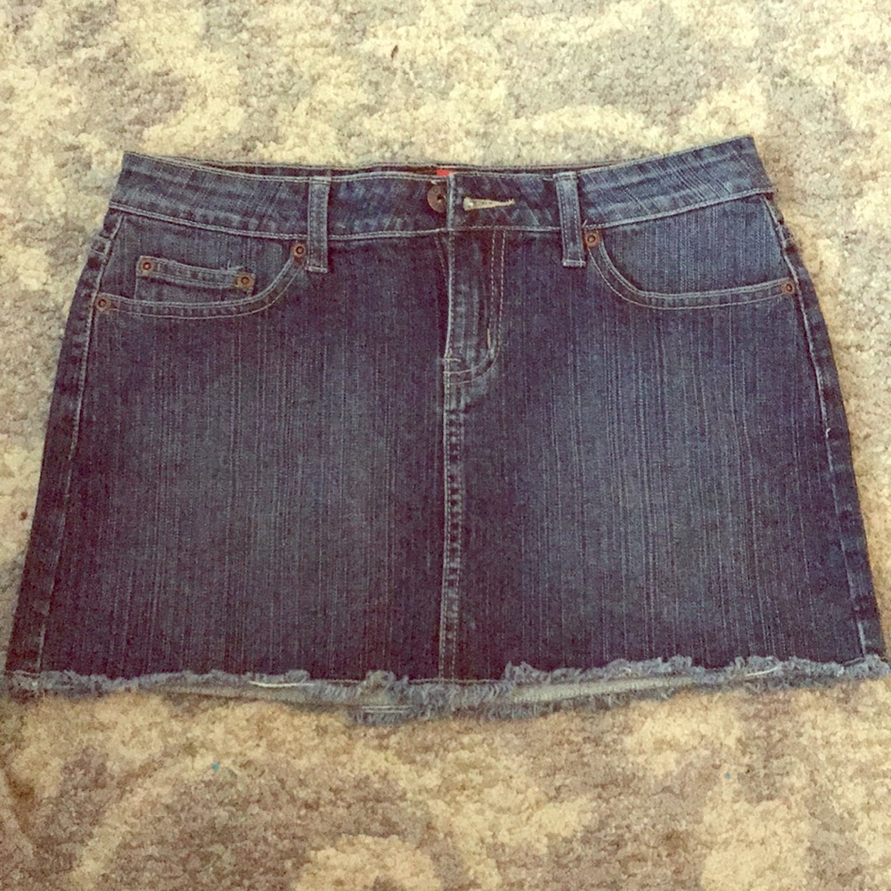 Blue denim mini skirt
