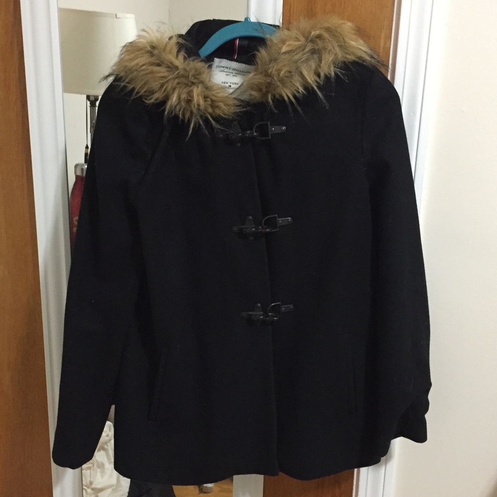Tommy Hilfiger Wool Coat with Faux Fur Hood