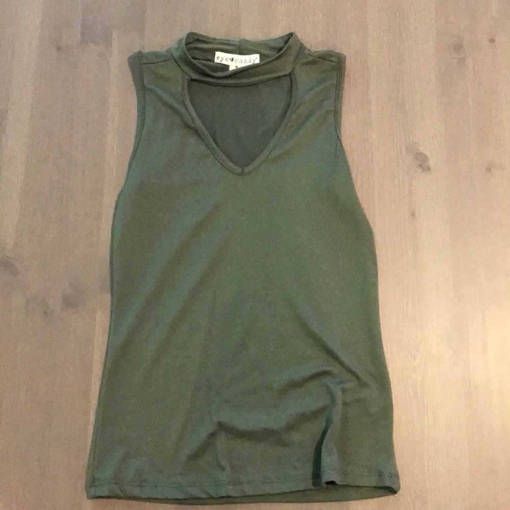 Olive green choker tank