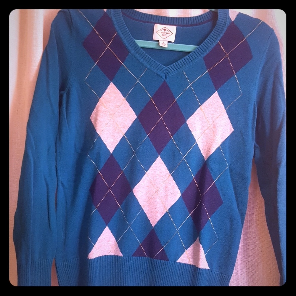 Dark Teal Argyle Sweater