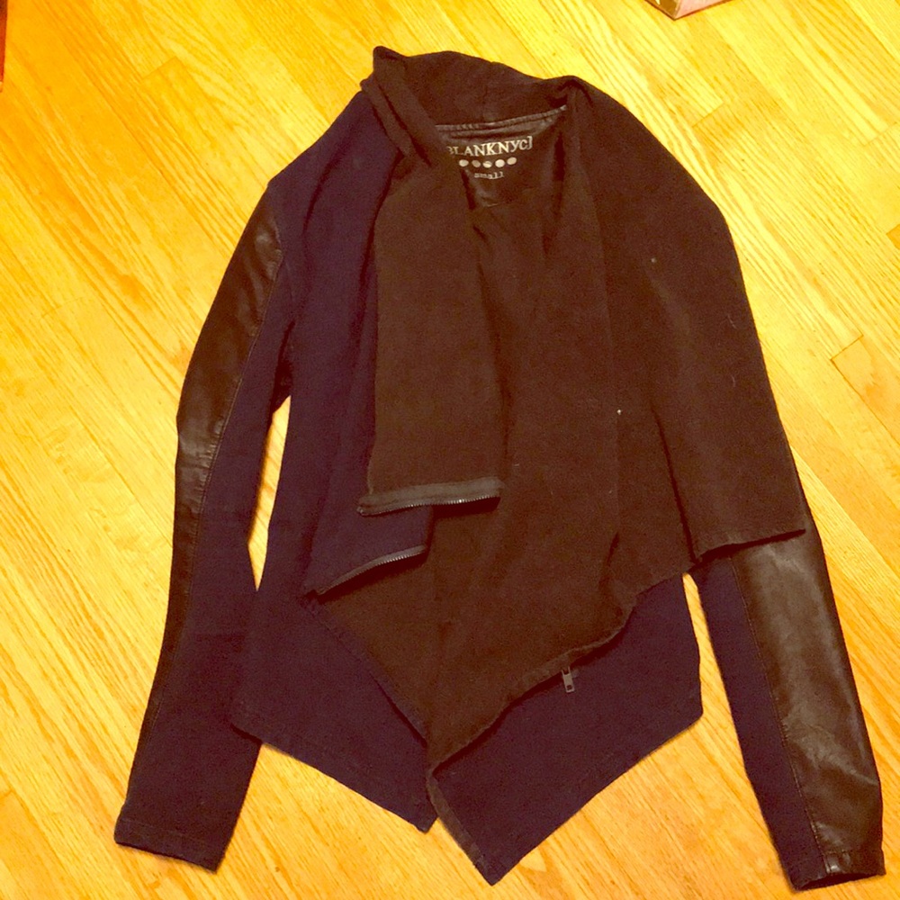 Zip Up leather denim jacket