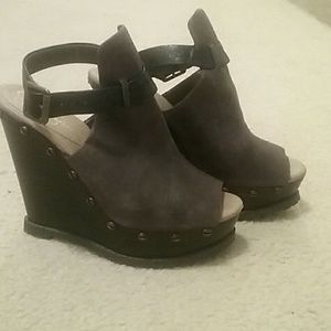 Jessica Simpson leather open toe wedge