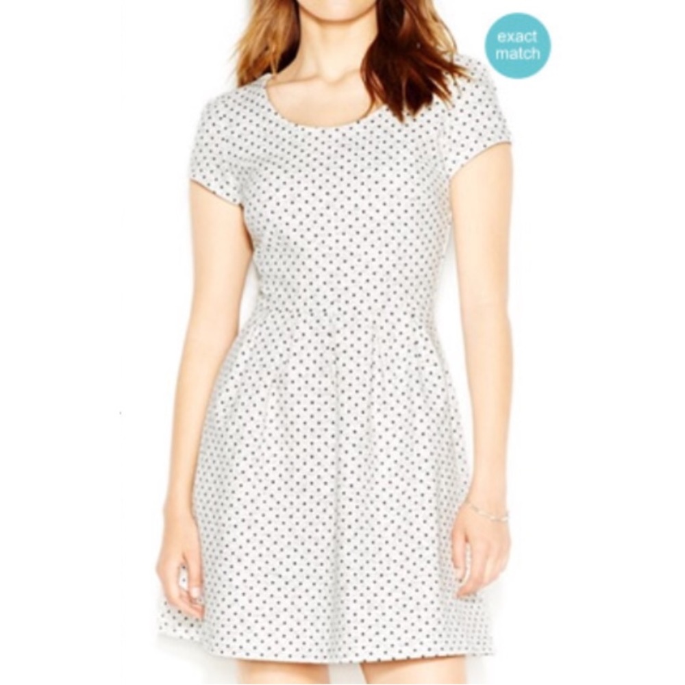 Maison Jules White Dress with Black Polka Dots
