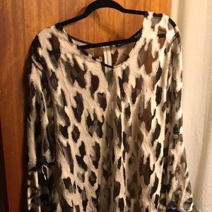 Sheer tan/black bell sleeve tunic