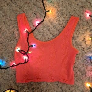 Hot pink cross back crop tank