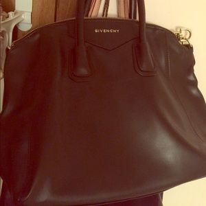 Large faux leather bag with Givenchy on the front