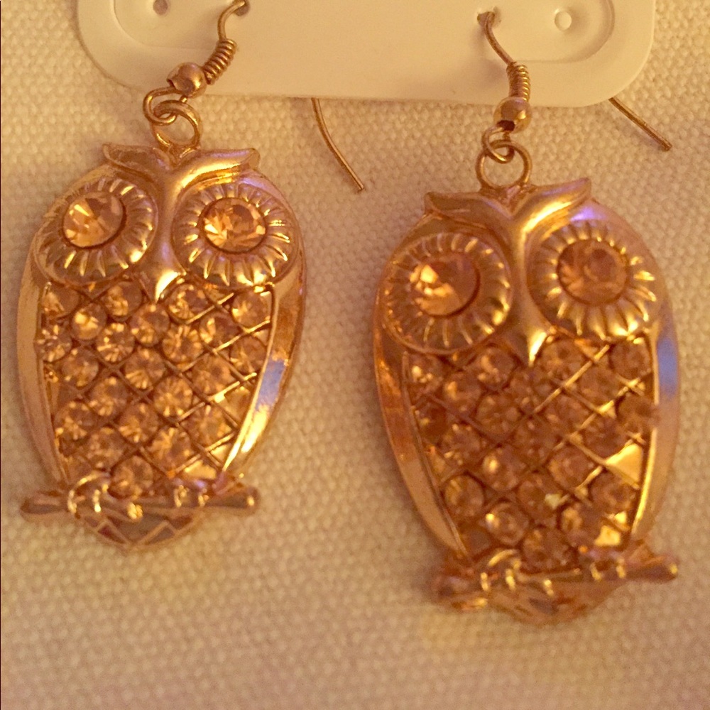 Gold owl earrings