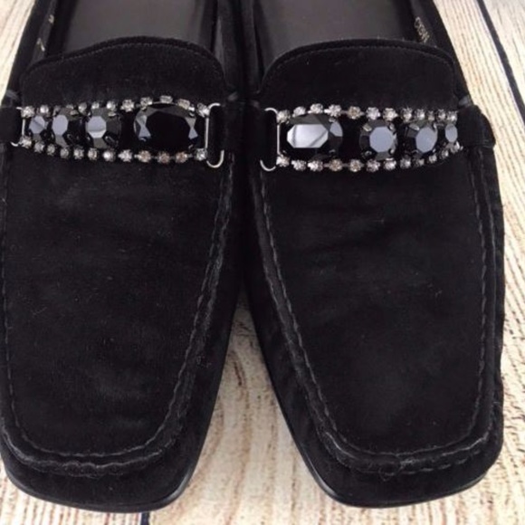 Stuart Weitzman Suede Jeweled Buckle Slip On Mules - Picture 7 of 7