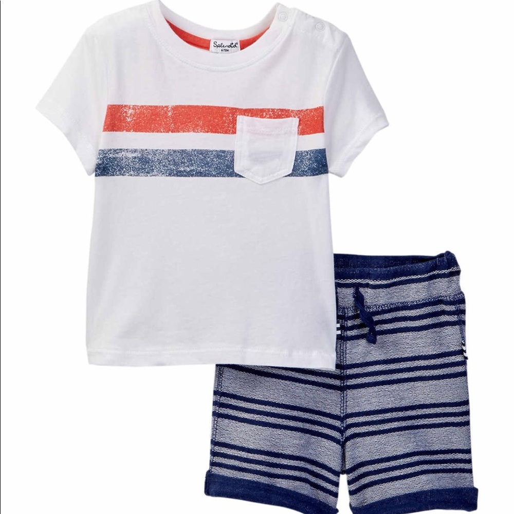 Splendid Pocket Tee & Striped Short Set