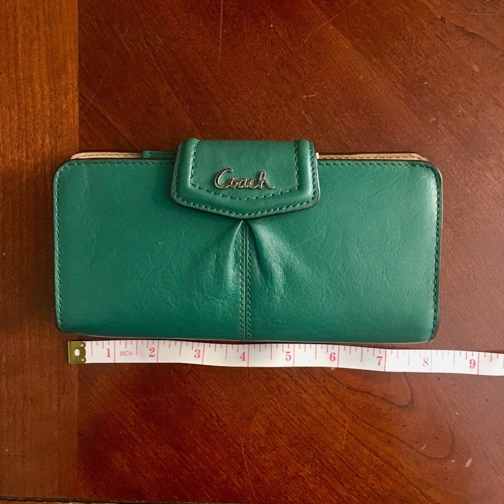 Teal Authentic leather Coach wallet
