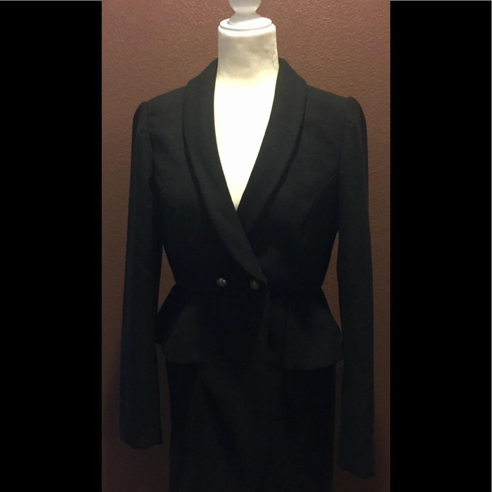 Black military style  tulip front lined coat.