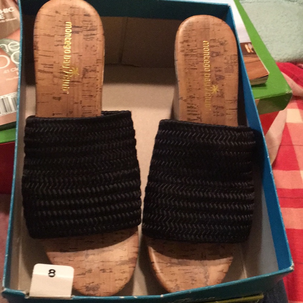 NWT. Black wedges