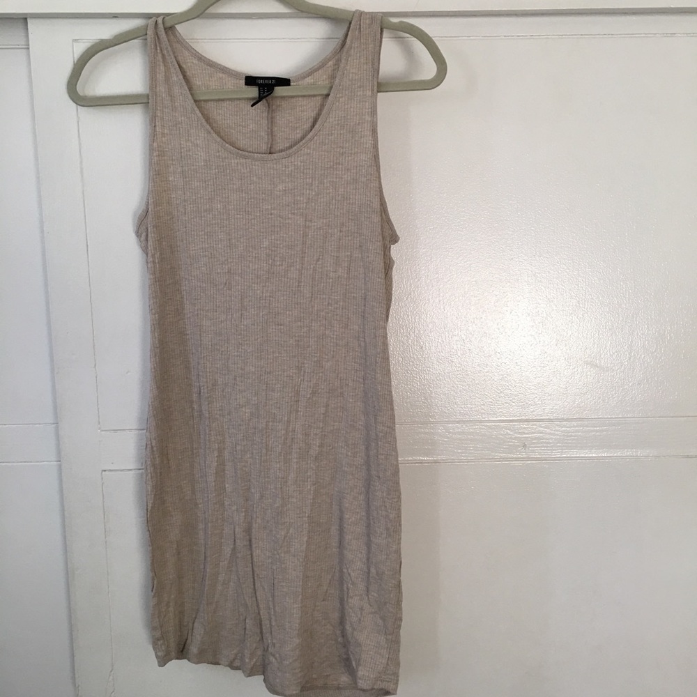 Cream/Taupe ribbed knit tank dress | Forever 21