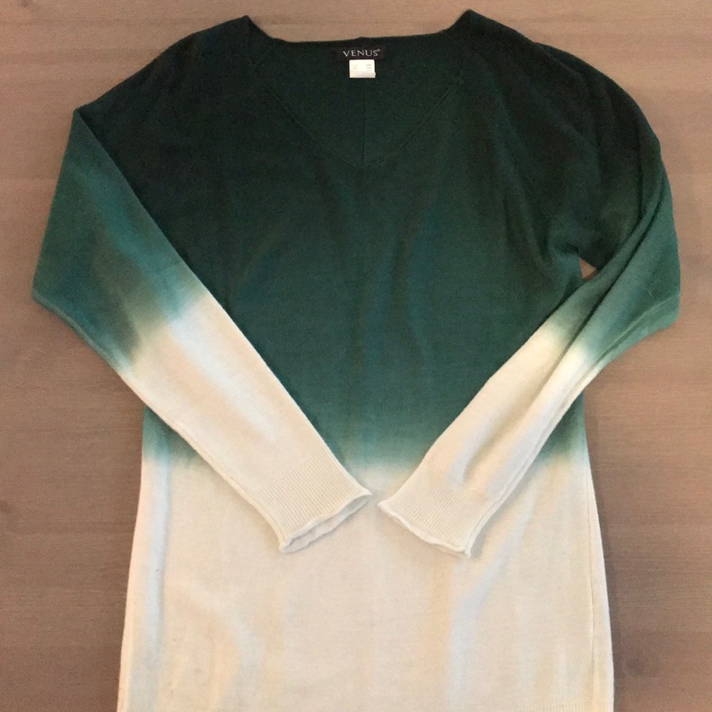 Venus ombré green & white sweater