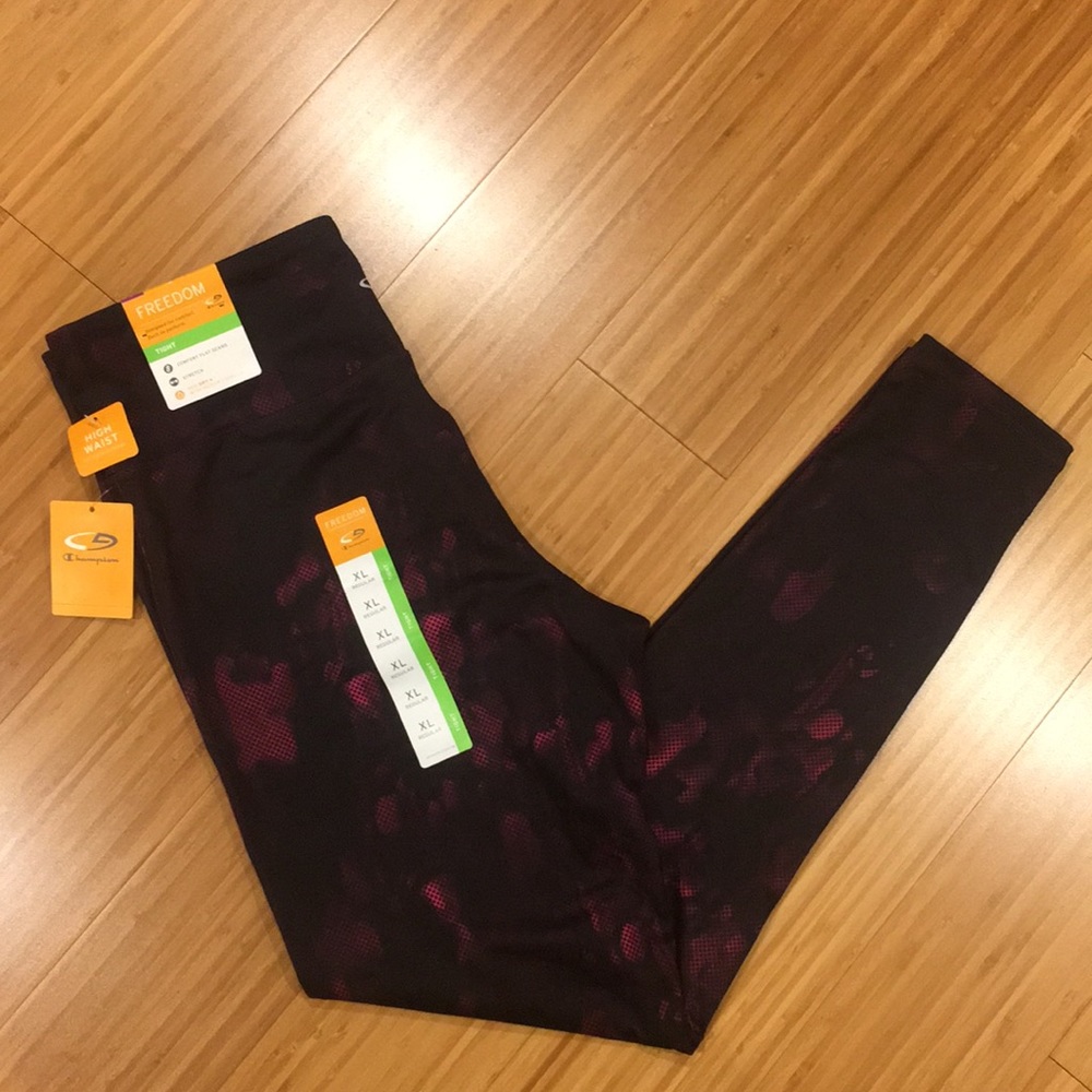 NWT dark burgundy and pink workout tights size XL