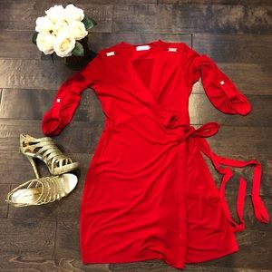 Calvin Klein red wrap dress