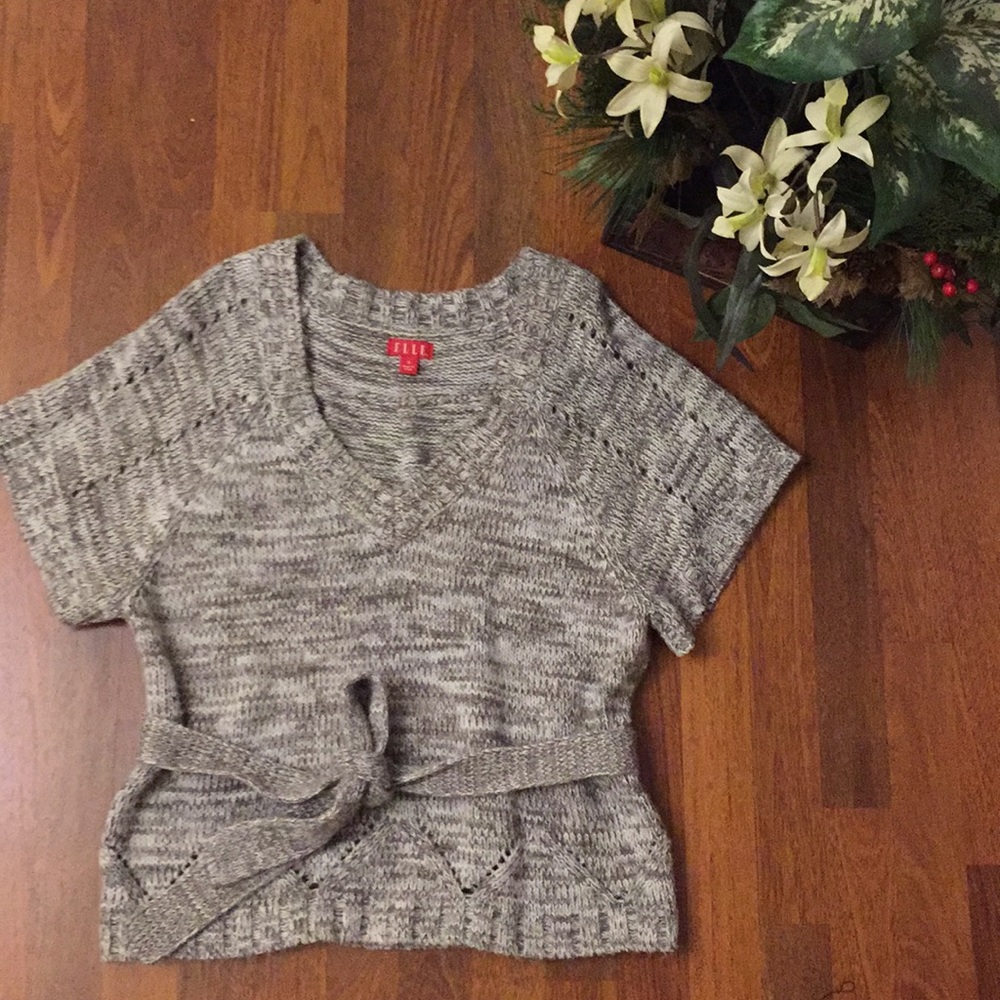 Grey Tie Waist Poncho