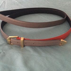 Reiss Double Loop Coral Gray Gold Belt M