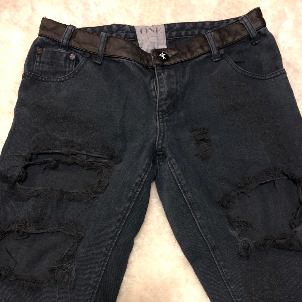 Dark dark navy one teaspoon ripped jeans