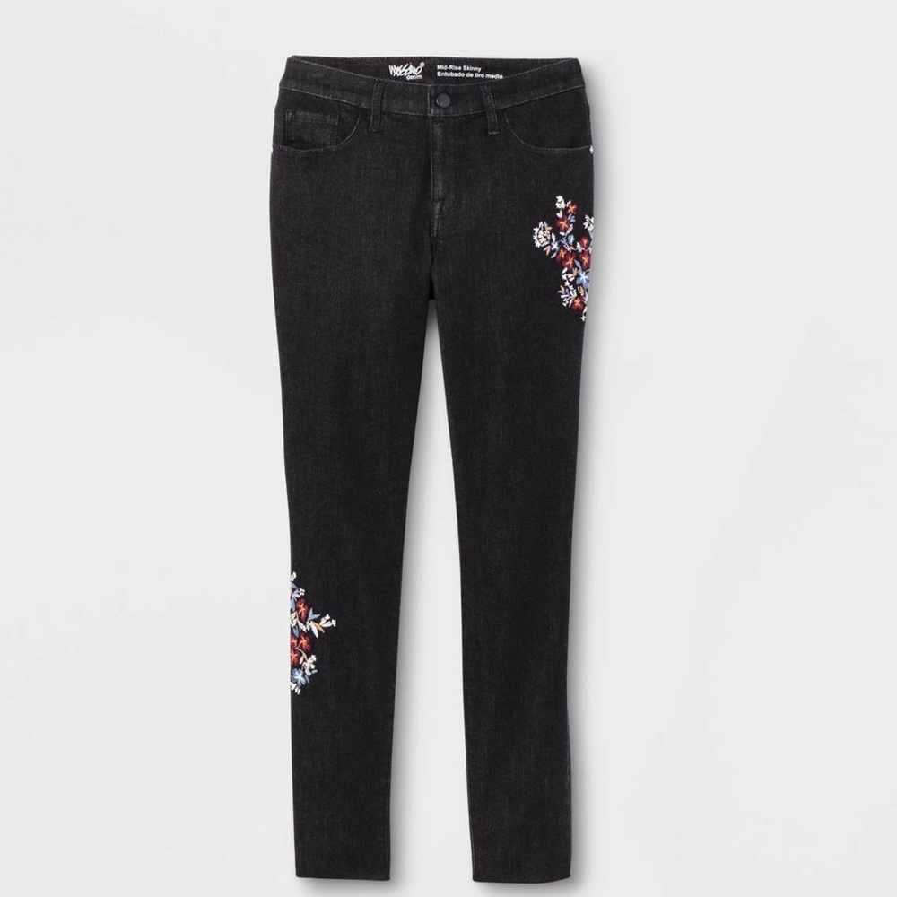 Black Embroidered Jeans NWT