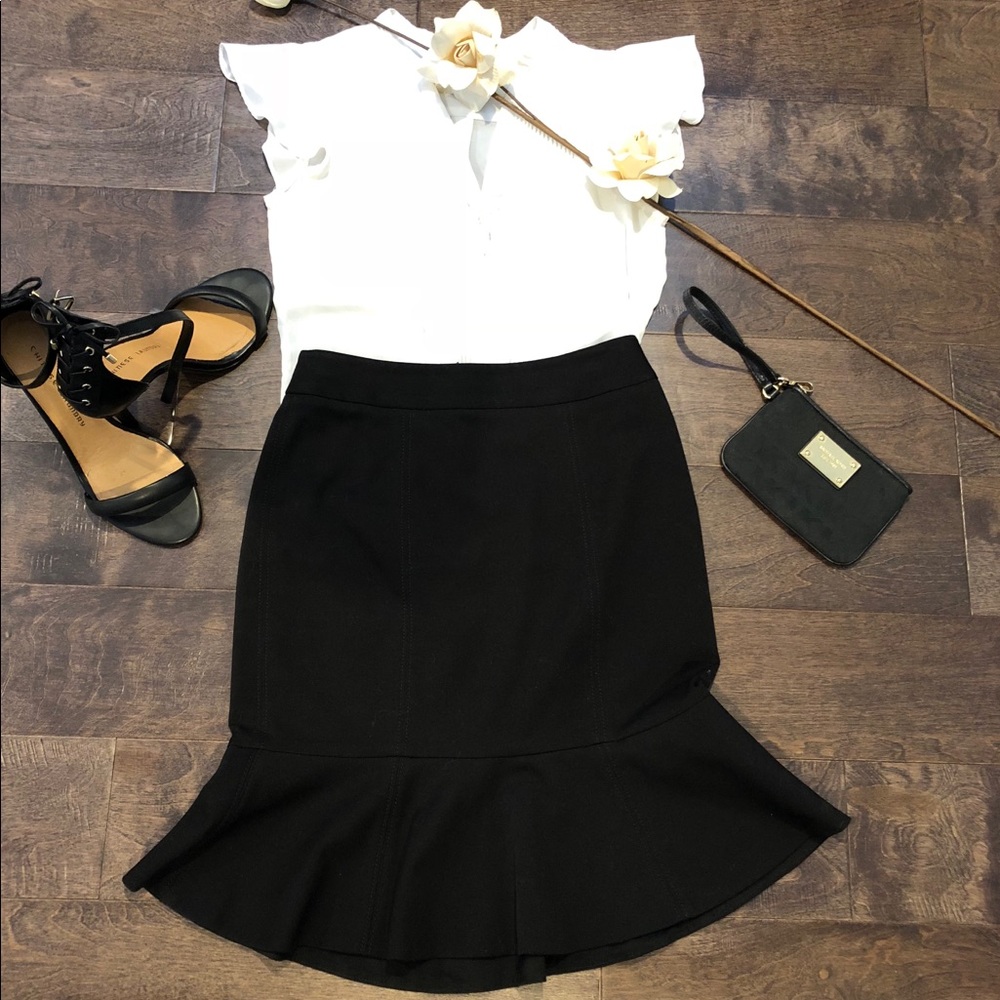 Black pencil skirt with ruffled hem line