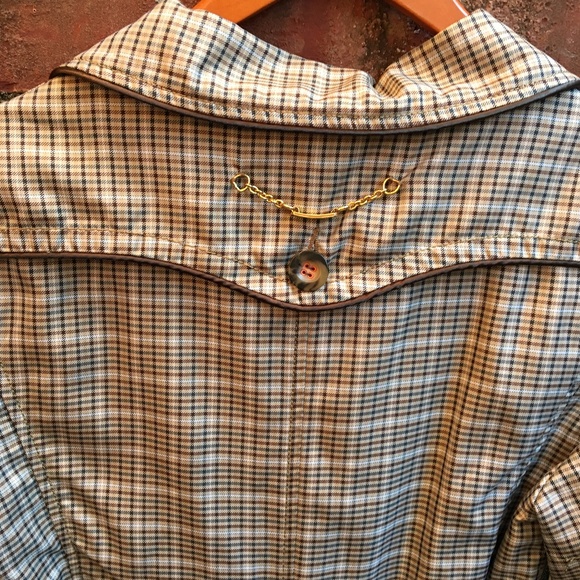 Plaid Short Sleeve Pea Coat Peacoat size Medium - Picture 5 of 5