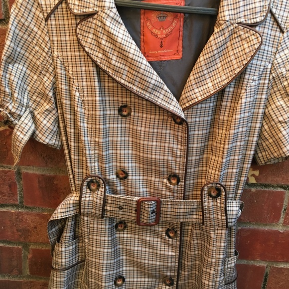 Plaid Short Sleeve Pea Coat Peacoat size Medium - Picture 3 of 5