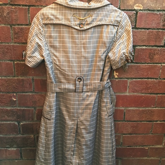 Plaid Short Sleeve Pea Coat Peacoat size Medium - Picture 4 of 5