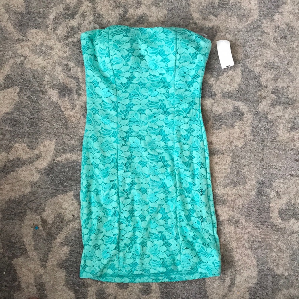 NWT Teal strapless lace top