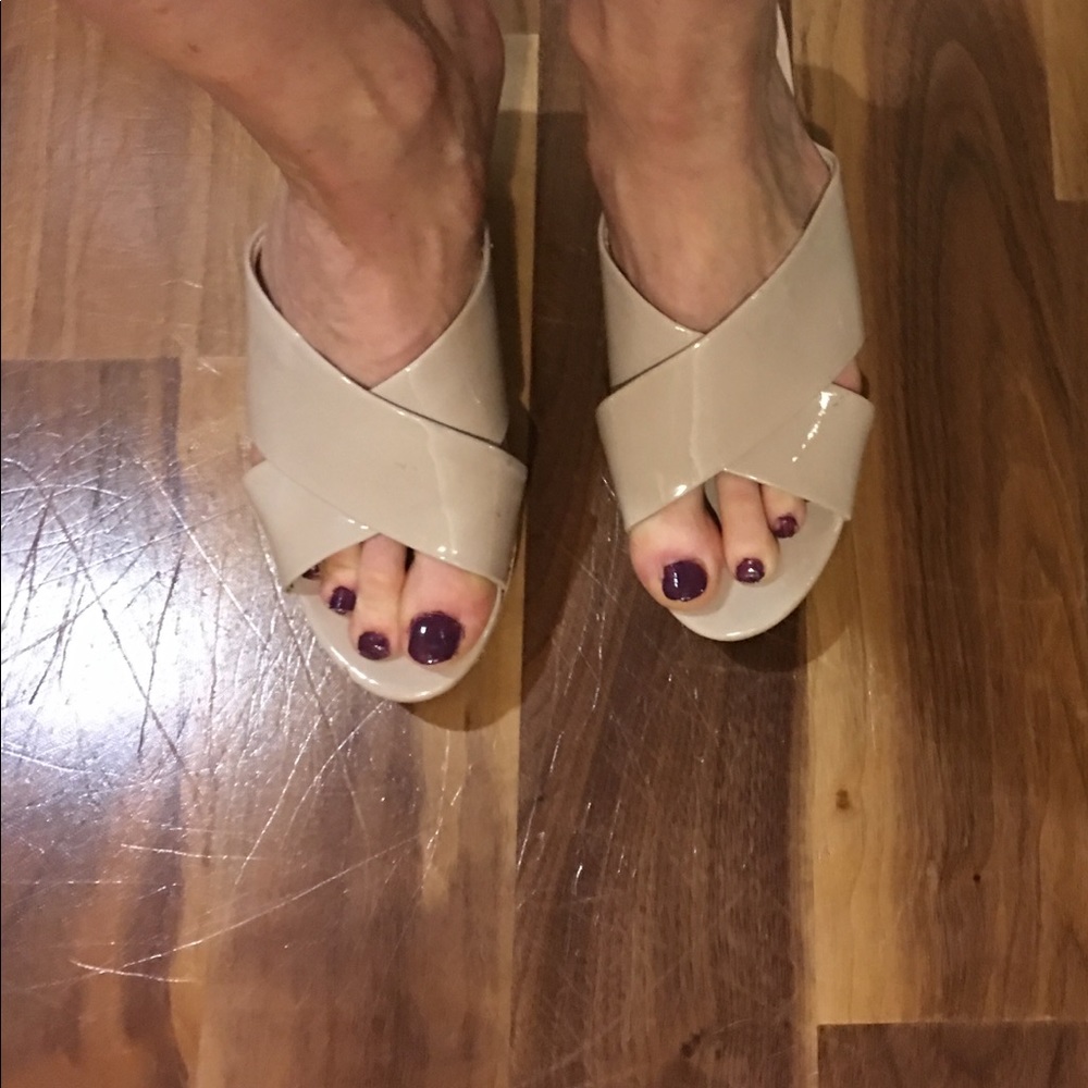 Beige wedge sandals