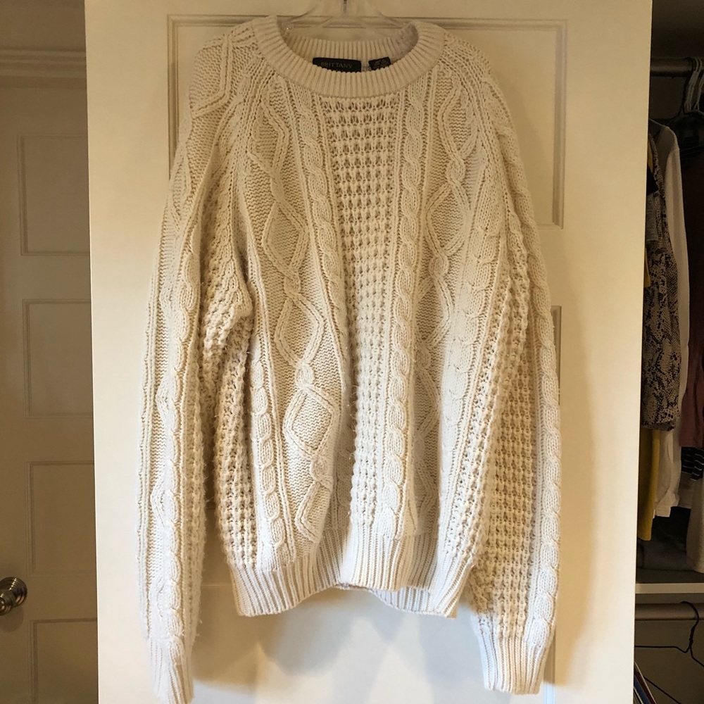 Cream Oversized Cable Knit Sweater