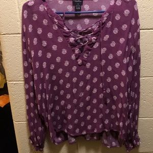 Long sleeve lace up shirt