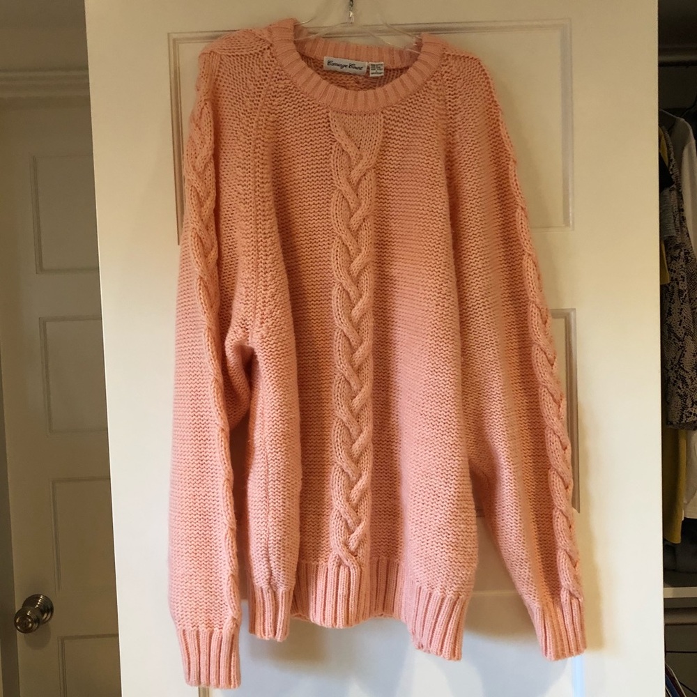 Peach Oversized Cable Knit Sweater