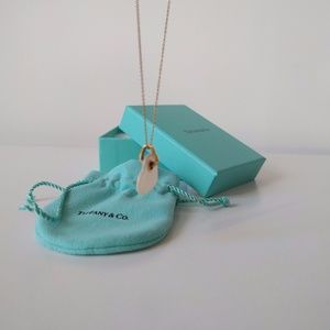 18k Gold Mother of Pearl Heart Necklace 16"