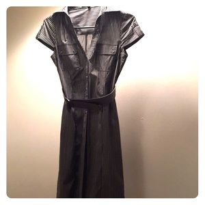 Express Black/White Striped Buttondown Dress