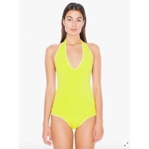 American Apparel slime green halter body suit NEW