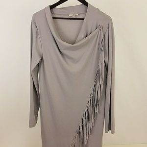 D. Miss fringed button wrap lightweight sweater