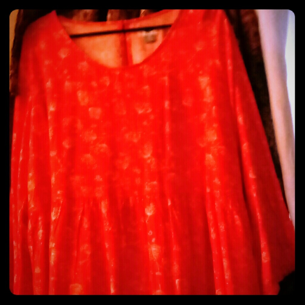 Old Navy Orange/White XXL Long Sleeve Dress