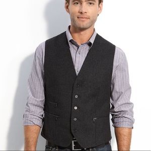 Black John Varvatos Pinstripe Zipper Pocket vest