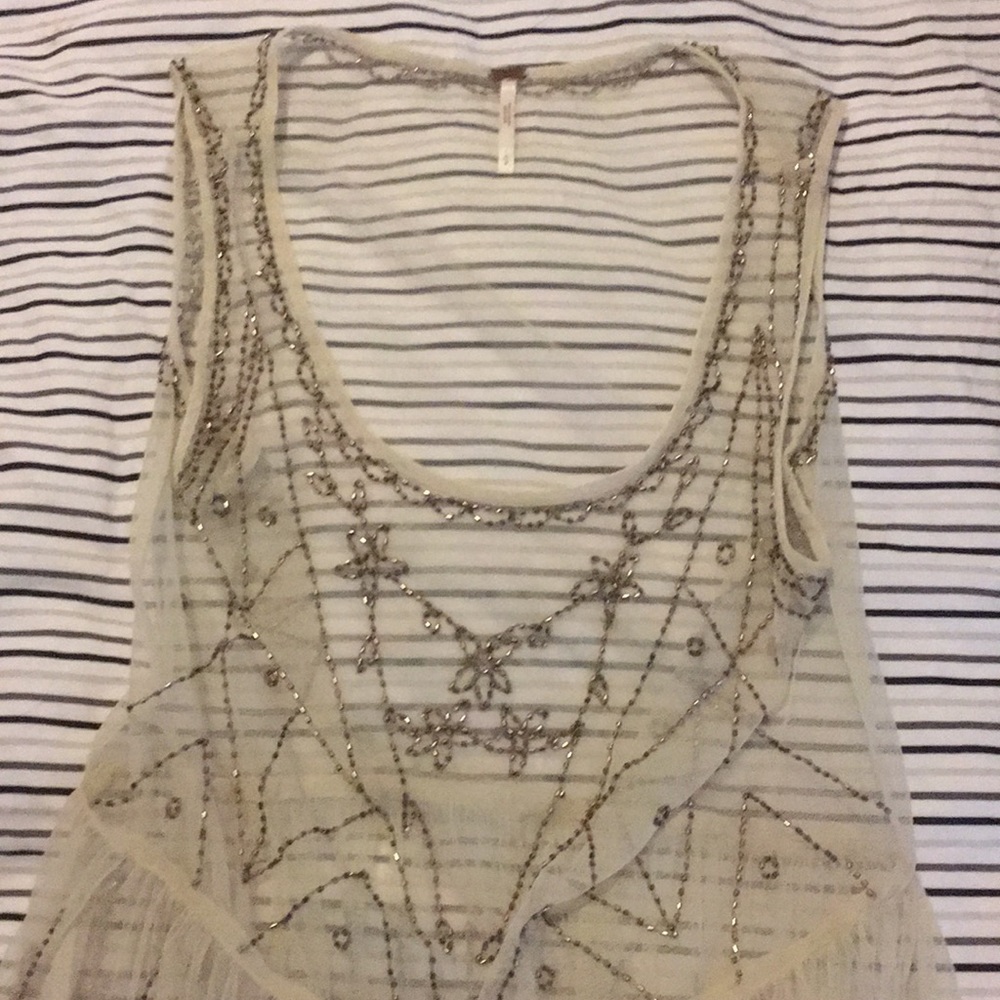 Free People Sheer Beaded Slip Dress