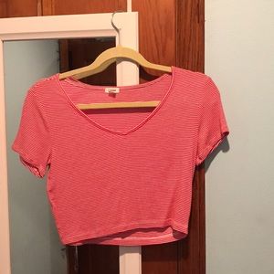 red and white cute crop top