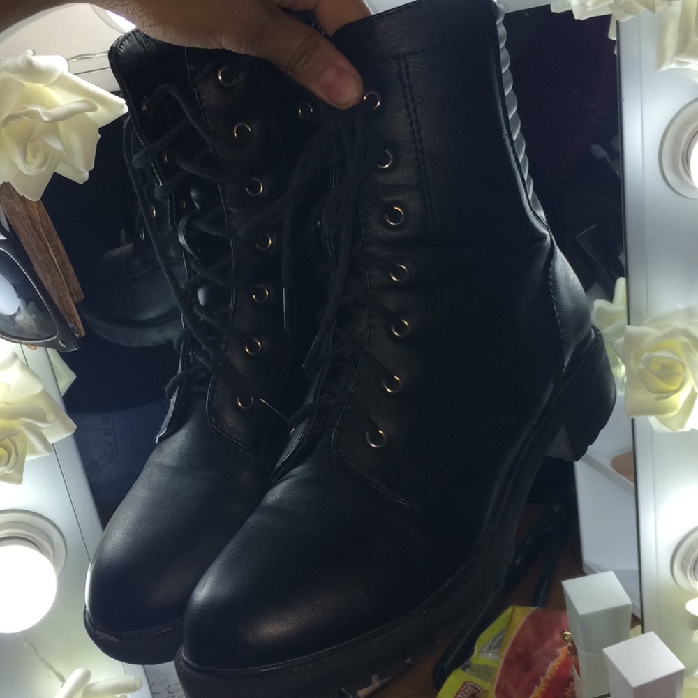 Black combat boots